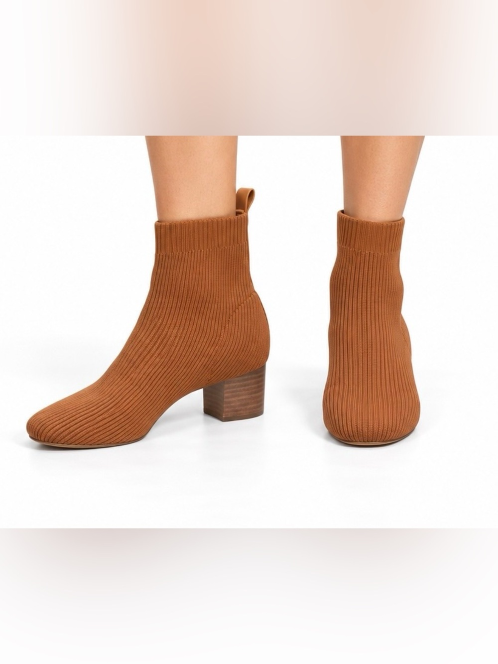 Joie Neely Brown Ribbed Knit Sock Ankle Booties Size 8